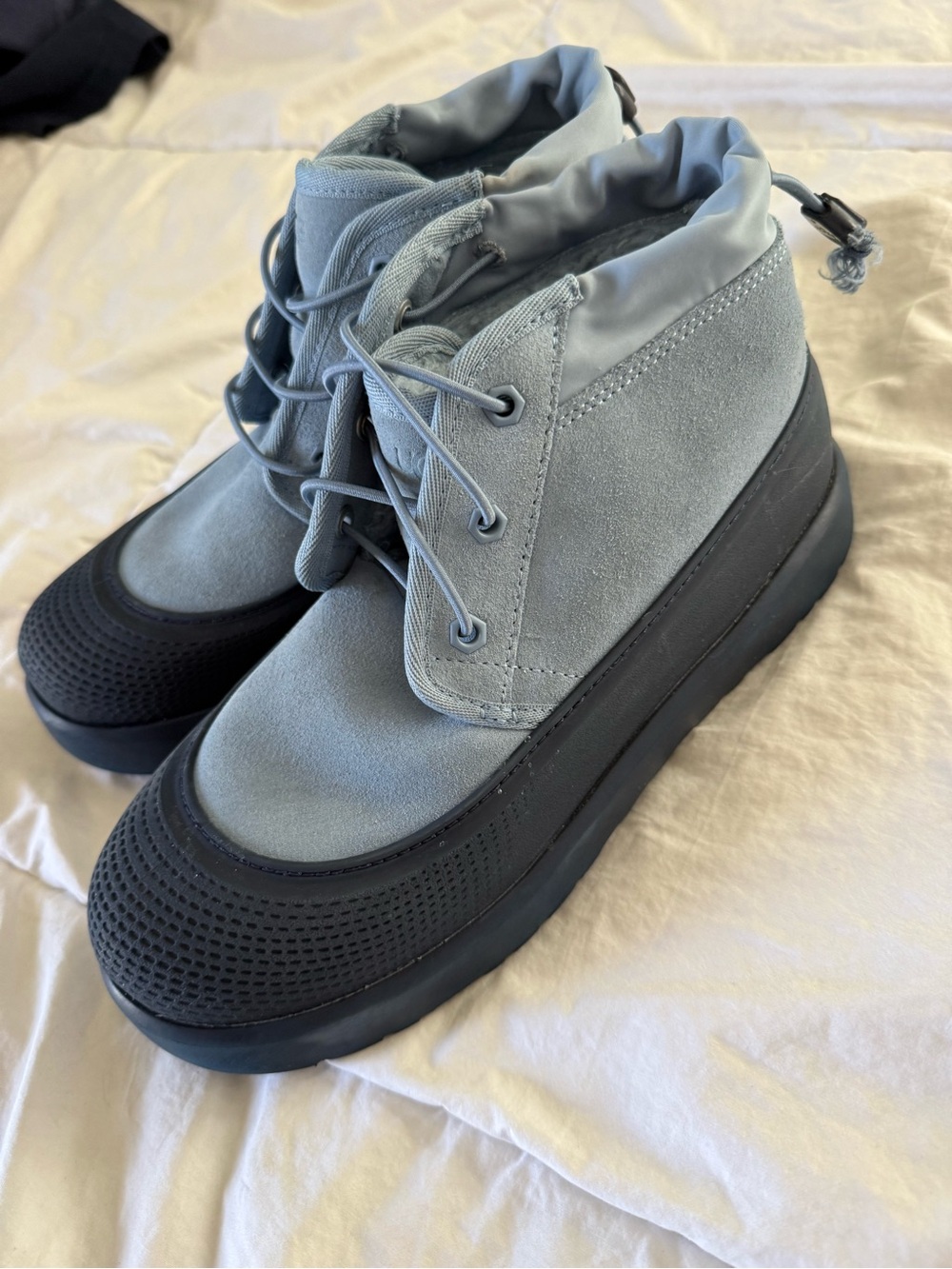 UGG Kids Lace-Up Winter Boots in Light Blue and Black